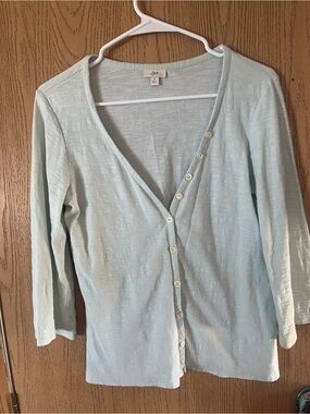 J. Jill Pale Blue Lightweight Button-Front Cardigan